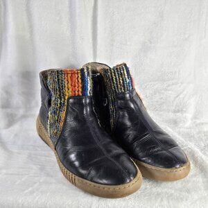 Josef Seibel Dark Navy Blue Leather Ankle Booties US Women's Size 8